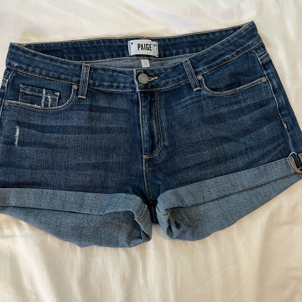 Paige Darkwash Denim Shorts